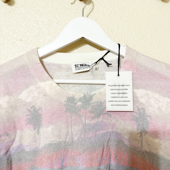 27 Miles Malibu Landscape Palm Tree Beachy Pullover 100% Cotton Sweater Large - Picture 3 of 4